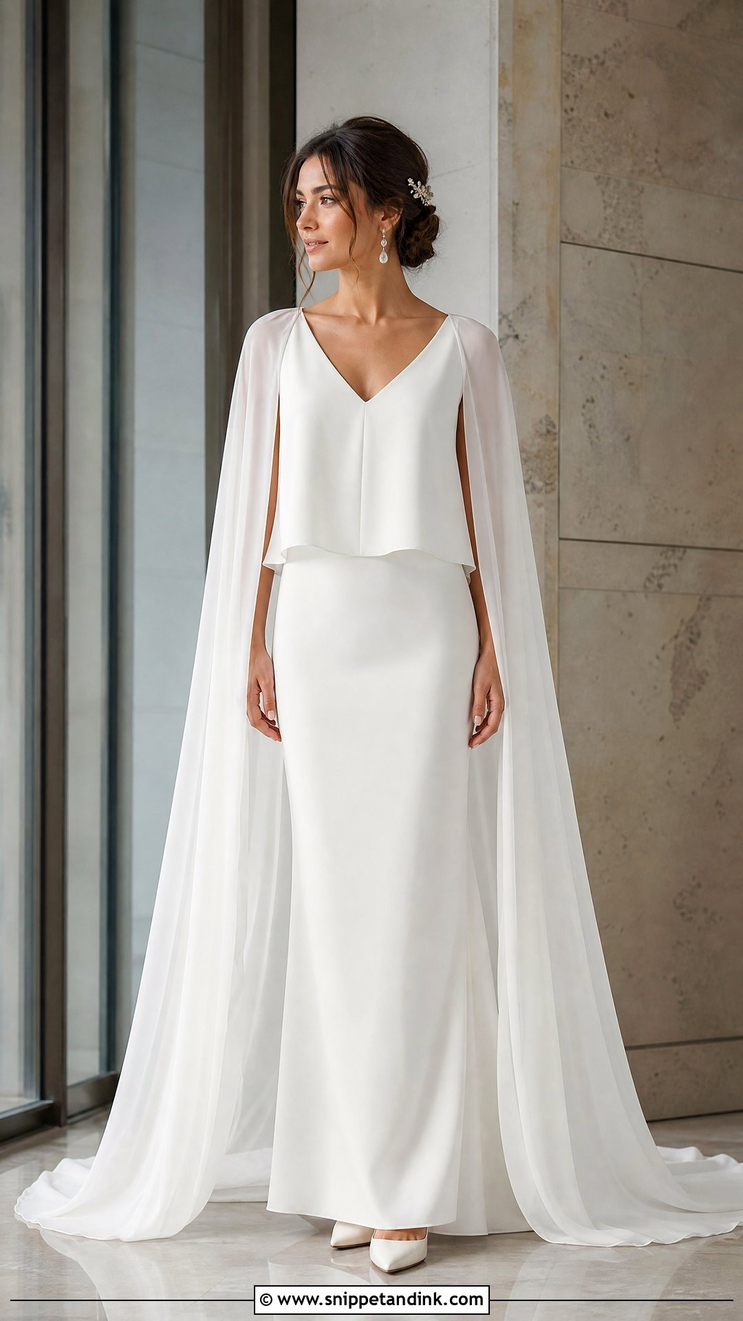 Cape Sleeve Two Piece Wedding Dress - Snippet and Ink - 20 Two Part Wedding Dress Ideas