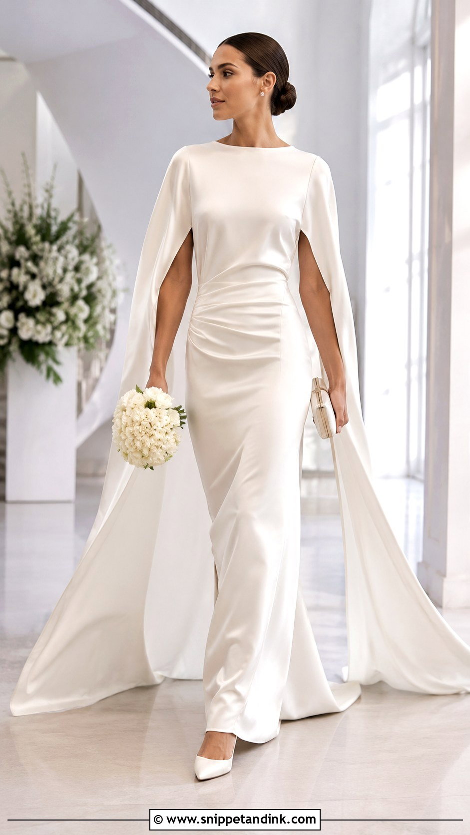 Cape Sleeve Victoria Beckham Wedding Dress - Snippet and Ink - 20 Victoria Beckham Wedding Dress Ideas