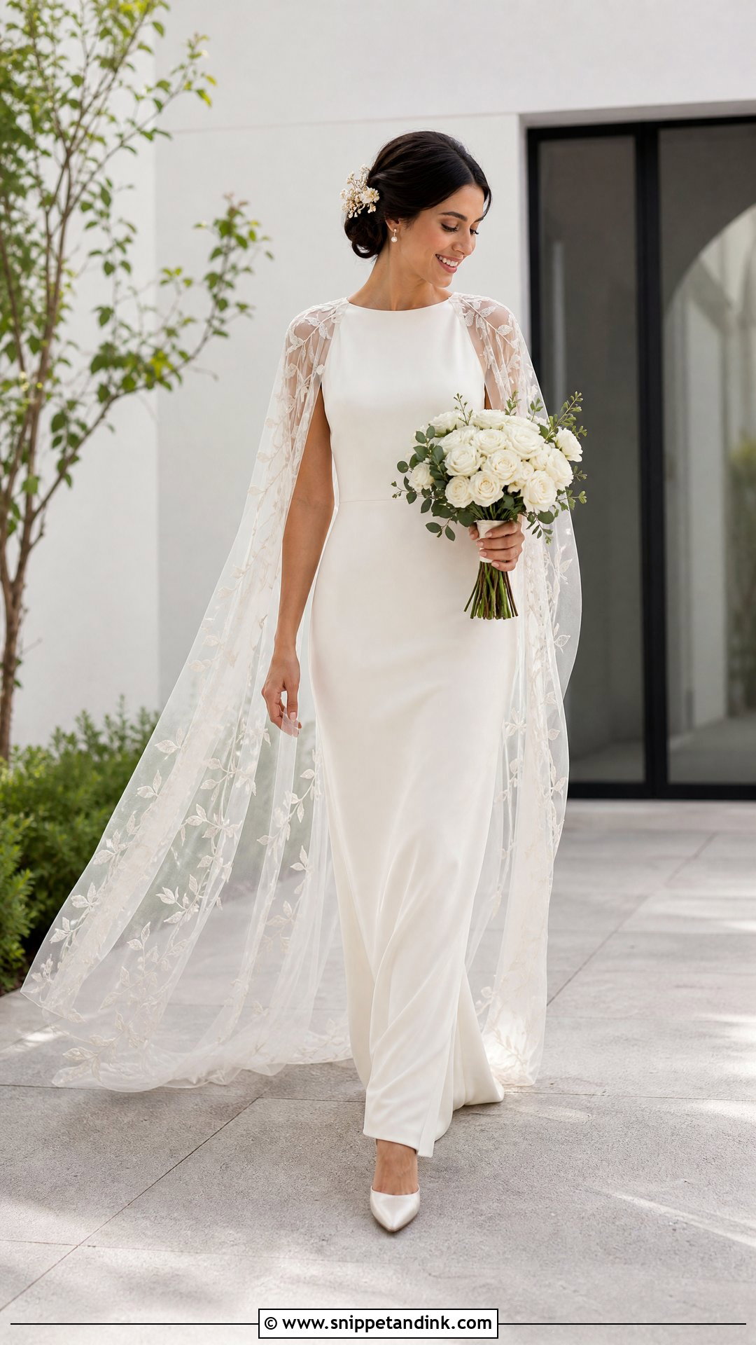 Cape Sleeve Vine Wedding Dress - Snippet and Ink - 20 Wedding Dress with Vines Ideas