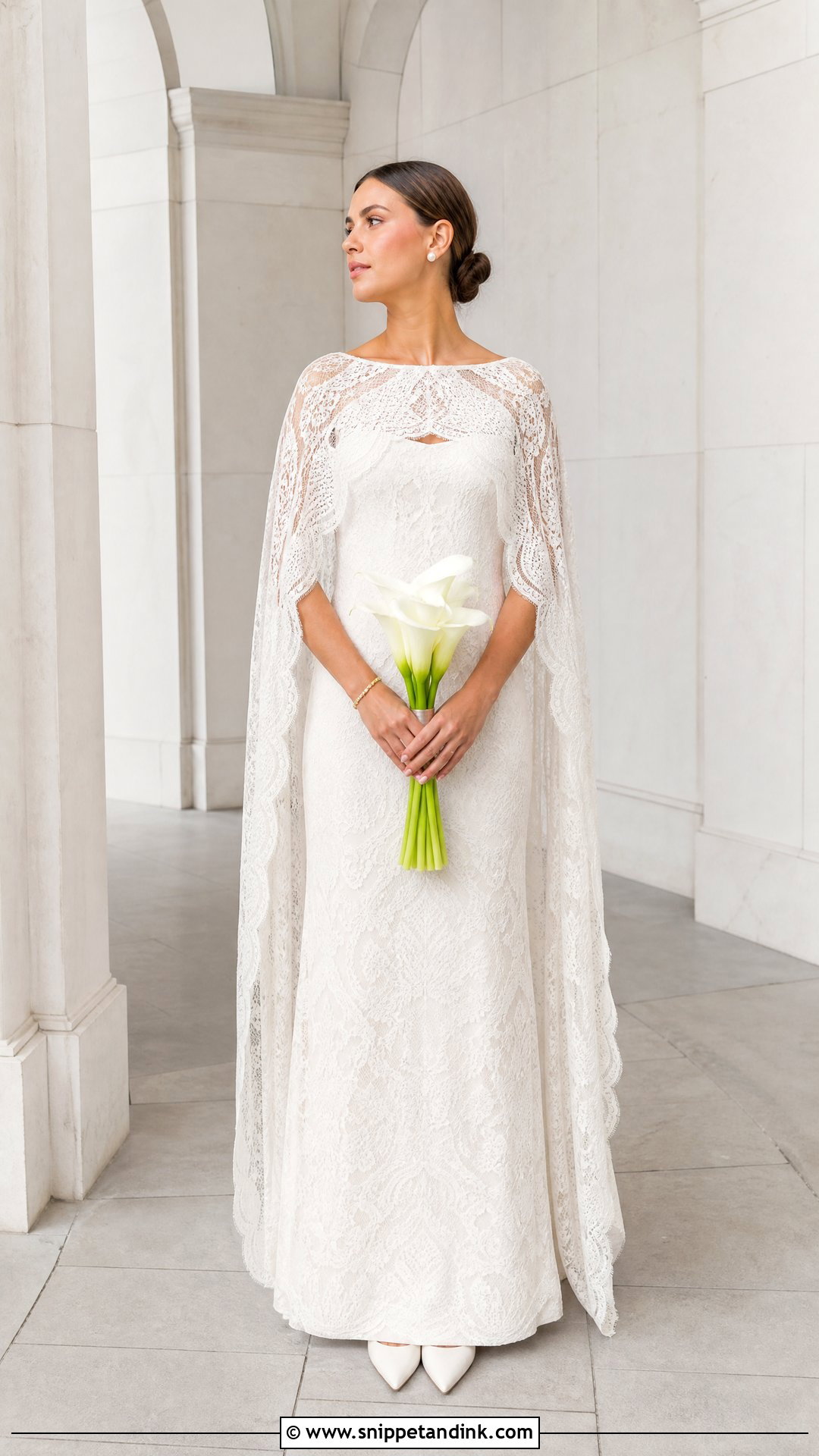 Cape Sleeve Vintage Bohemian Lace Wedding Dress - Snippet and Ink - 20 Vintage Bohemian Lace Wedding Dress Ideas