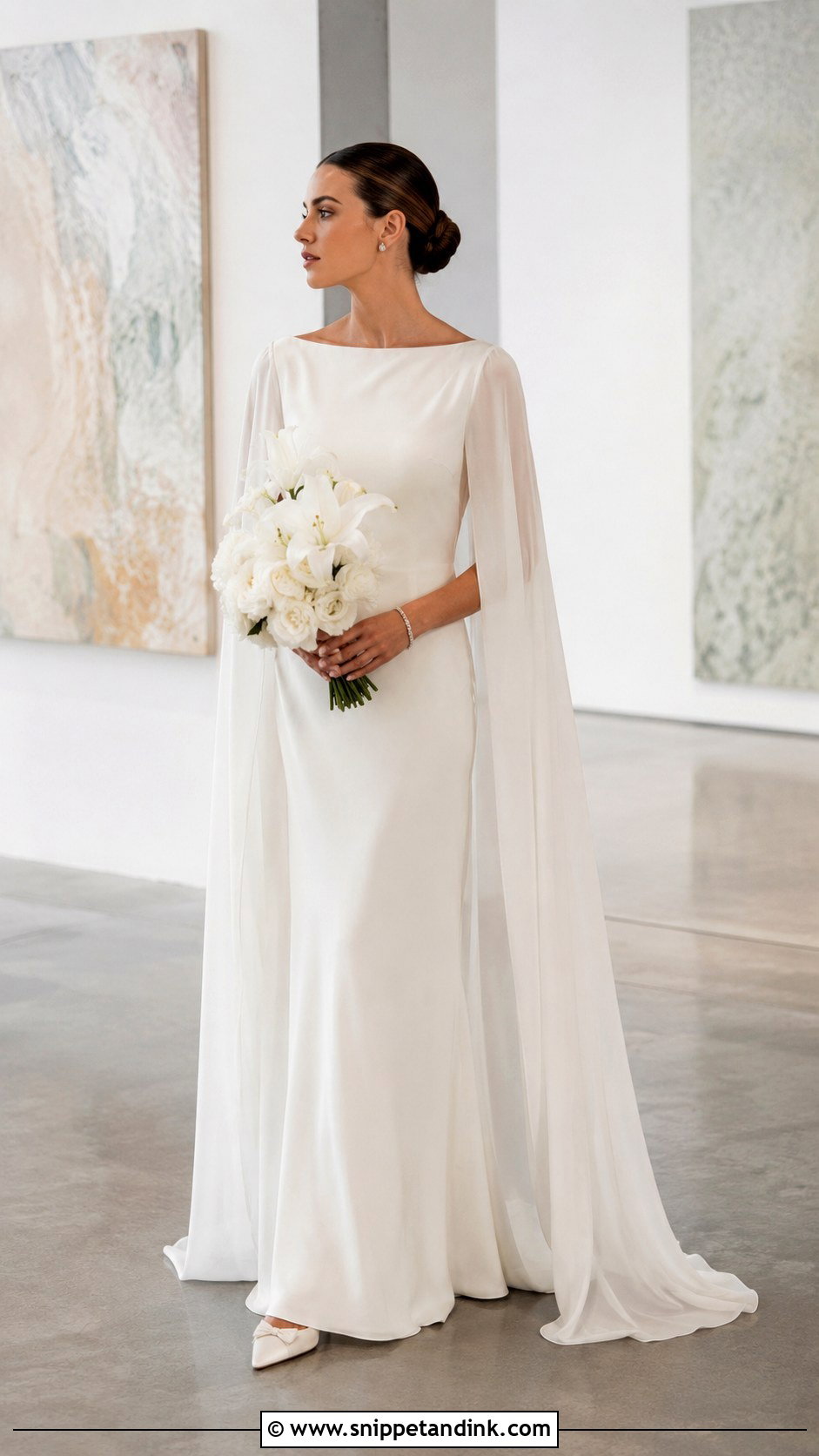 Cape Sleeve Wedding Dress - Snippet and Ink - 20 Loose Wedding Dress Ideas
