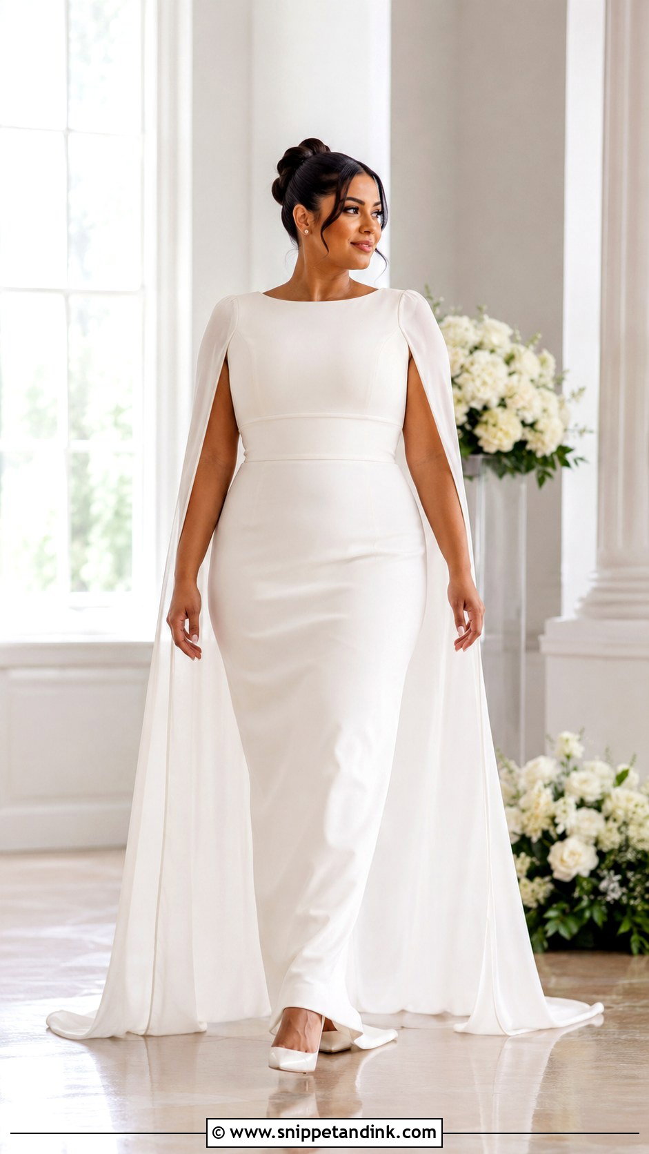 Cape Sleeve Wedding Dress - Snippet and Ink - 20 Wedding Dresses for Curvy Women