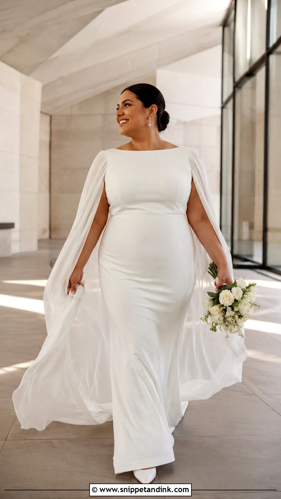 Cape Sleeve Wedding Dress - Snippet and Ink - 20 Wedding Dresses for Plus Size Women