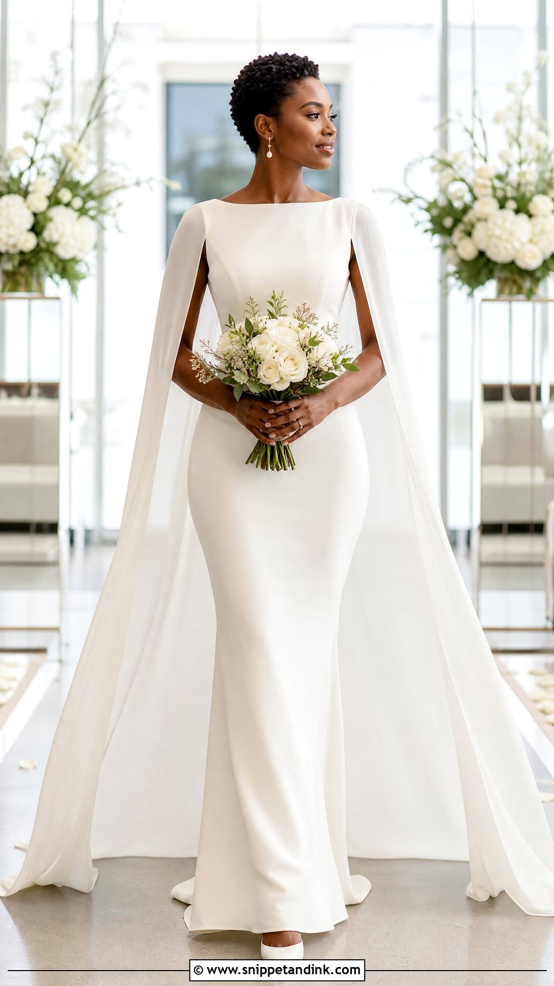 Cape Sleeve Wedding Dress - Snippet and Ink - 25 Black Woman Wedding Dress Ideas