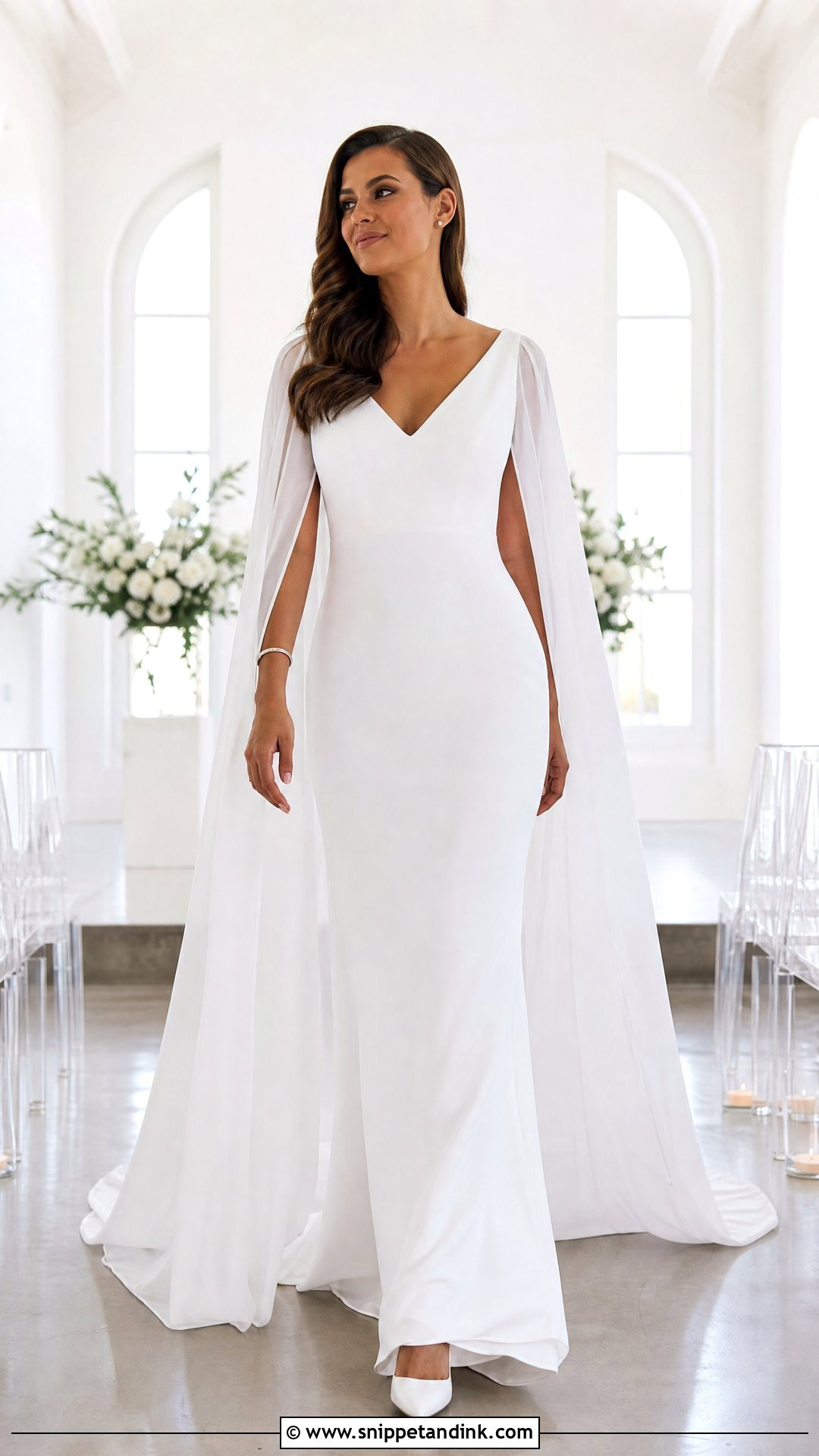 Cape Sleeve Wedding Dress - Snippet and Ink - 25 Floaty Wedding Dress Ideas