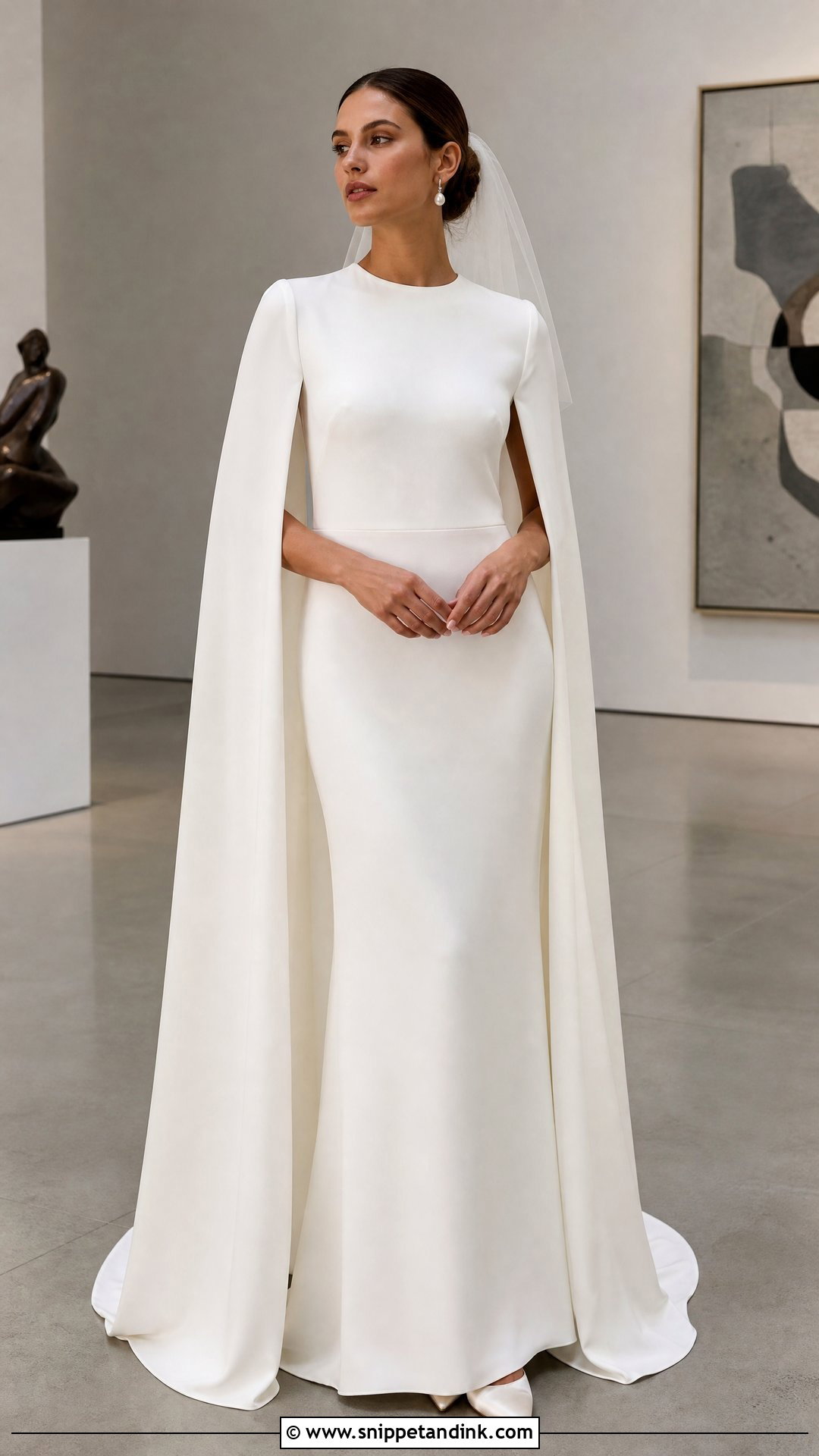 Cape Sleeve Wedding Dress - Snippet and Ink - 25 Modest Old Money Wedding Dress Ideas