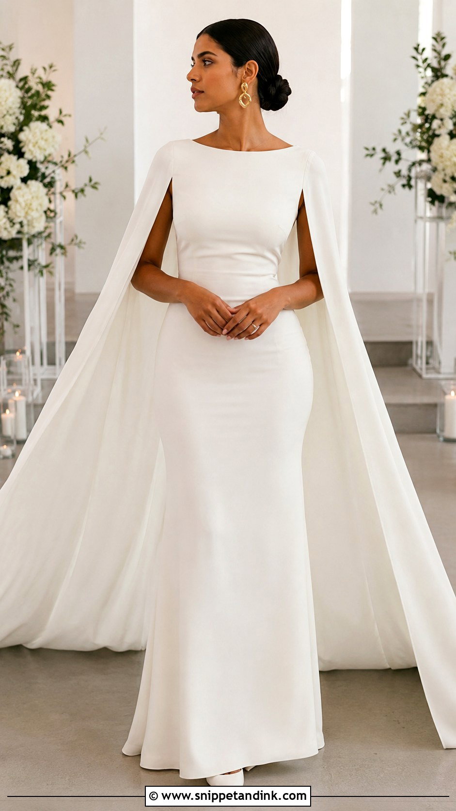 Cape Sleeve Wedding Dress - Snippet and Ink - 20 70s Inspired Wedding Dress Ideas