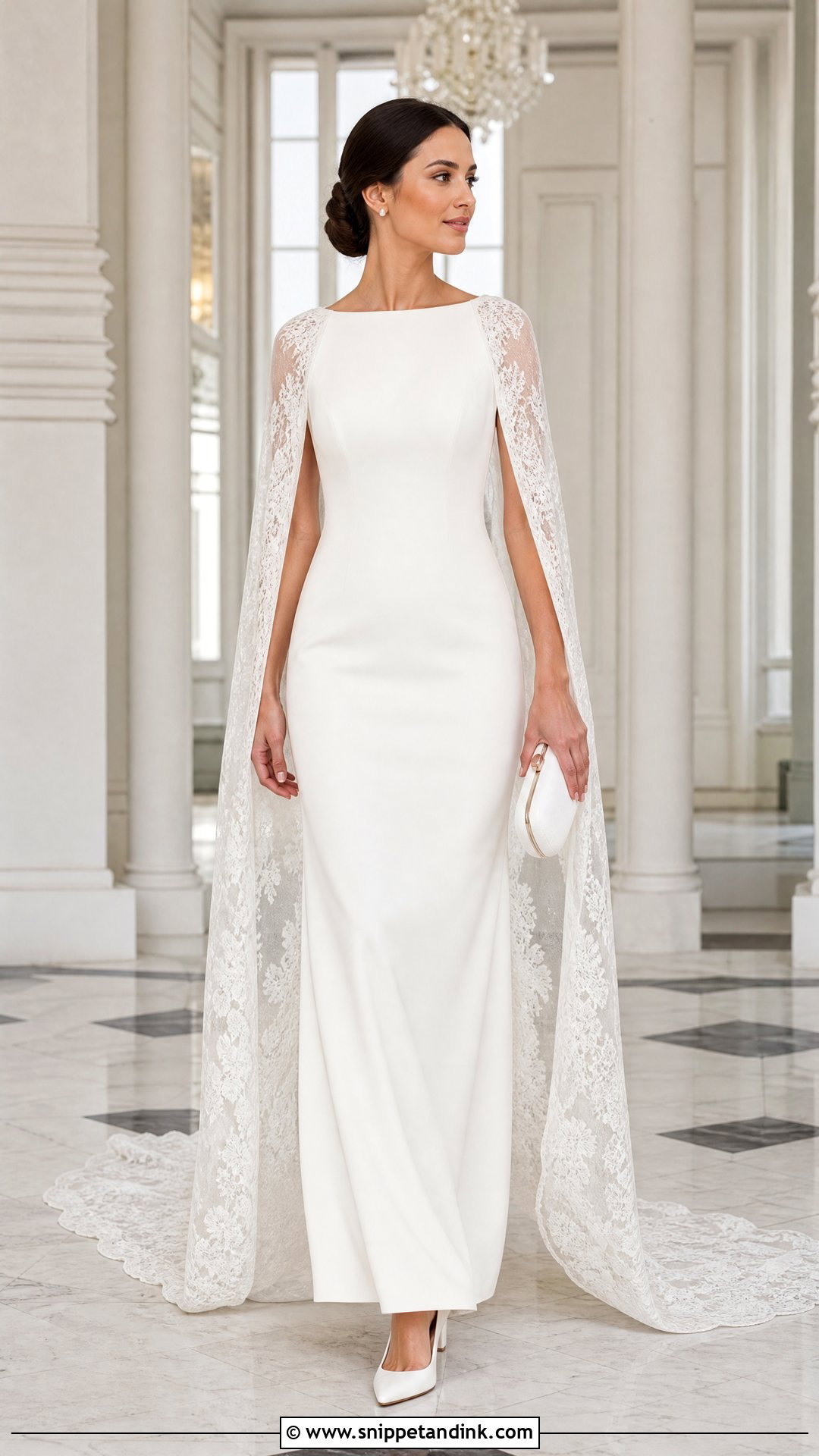 Cape Sleeve Wedding Dress - Snippet and Ink - 20 Amal Clooney Wedding Dress Ideas