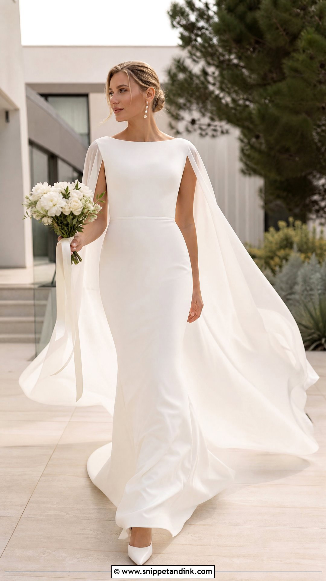 Cape Sleeve Wedding Dress - Snippet and Ink - 20 Angelic Wedding Dress Ideas