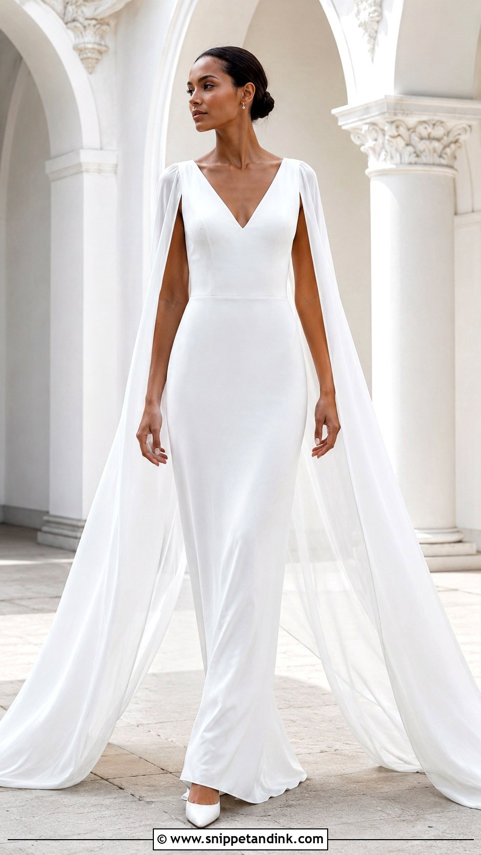 Cape Sleeve Wedding Dress - Snippet and Ink - 20 Broad Shoulder Wedding Dress Ideas