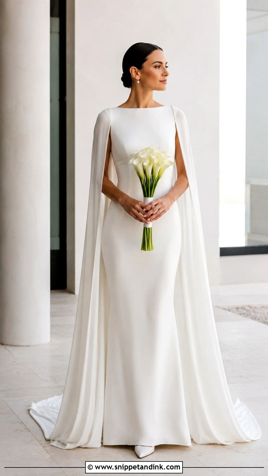 Cape Sleeve Wedding Dress - Snippet and Ink - 20 Classy Sophisticated Bride Wedding Dress Ideas