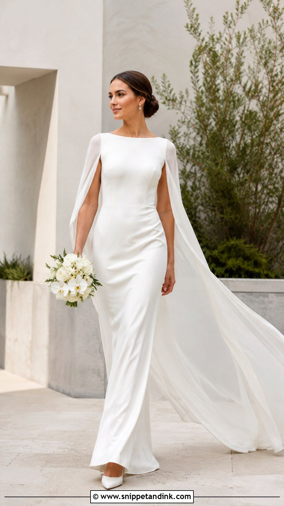 Cape Sleeve Wedding Dress - Snippet and Ink - 20 Contemporary Wedding Dress Ideas
