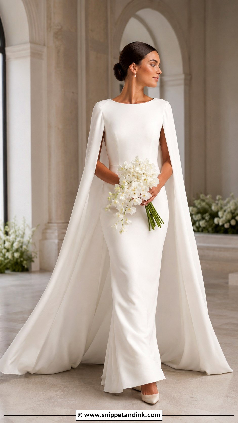 Cape Sleeve Wedding Dress - Snippet and Ink - 20 Elegant Plain Wedding Dress Ideas