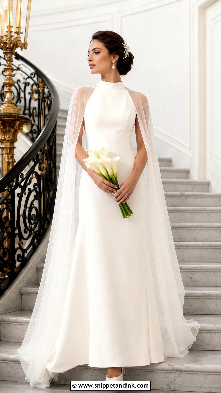Cape Sleeve Wedding Dress - Snippet and Ink - 20 Francesca Bridgerton Wedding Dress Ideas