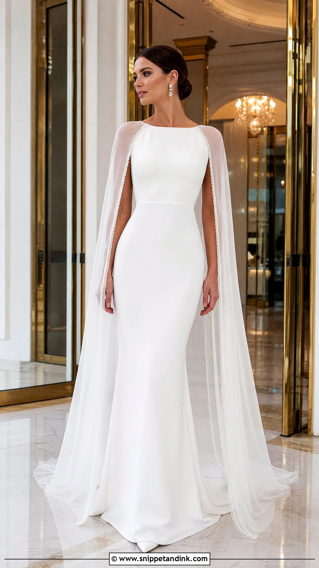 Cape Sleeve Wedding Dress - Snippet and Ink - 20 Hollywood Glam Wedding Dress Ideas