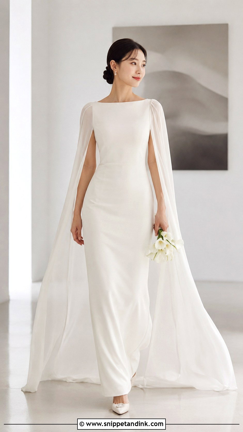 Cape Sleeve Wedding Dress - Snippet and Ink - 20 Korean Style Wedding Dresses