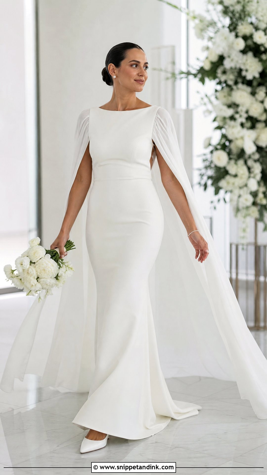Cape Sleeve Wedding Dress - Snippet and Ink - 20 Simple Intimate Wedding Dress Ideas