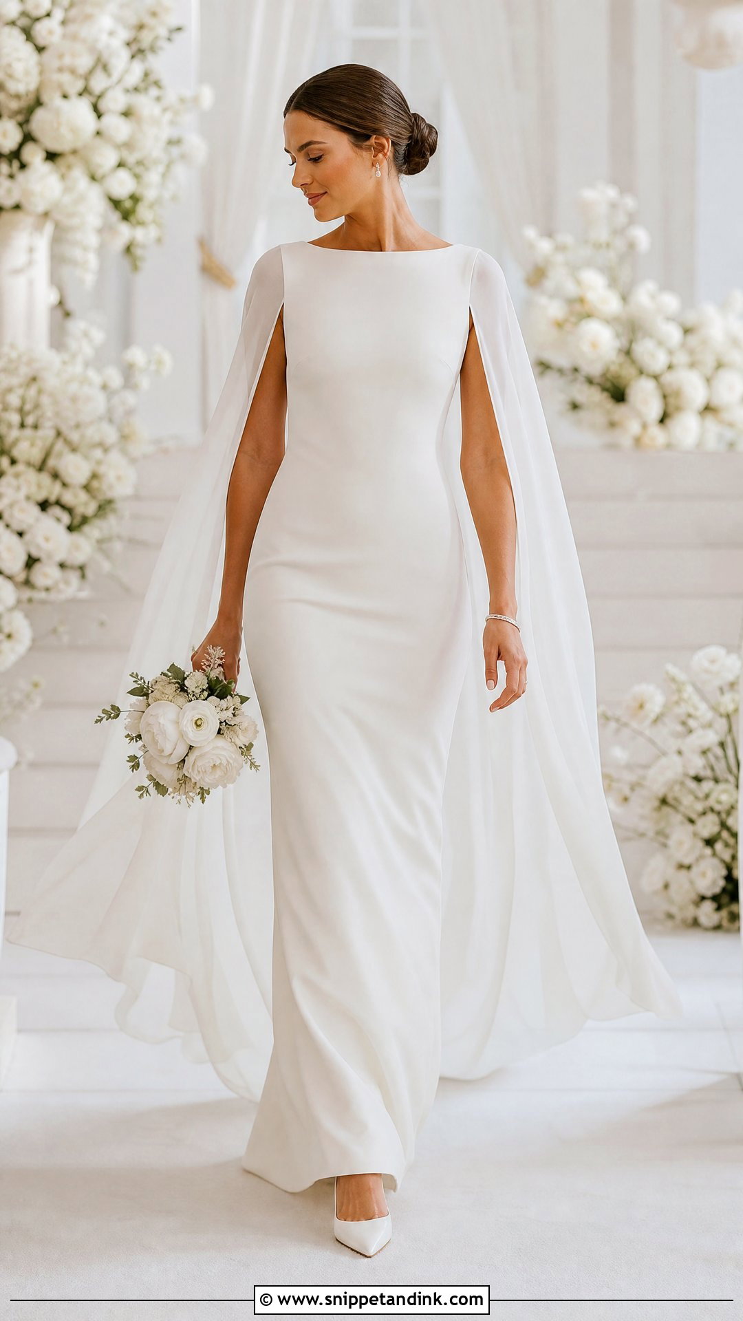 Cape Sleeve Wedding Dress - Snippet and Ink - 20 Simple Minimalist Wedding Dress Ideas