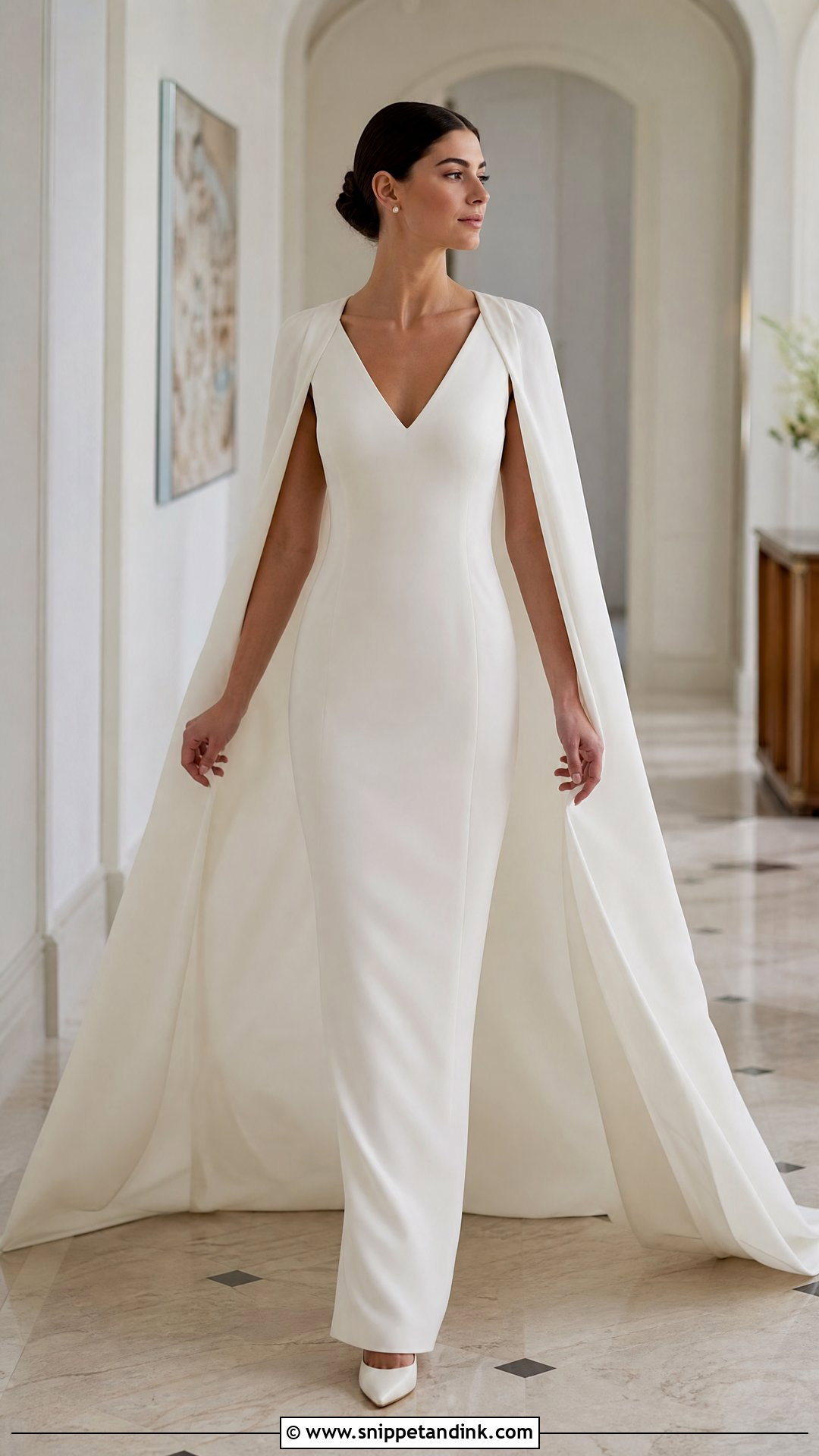 Cape Sleeve Wedding Dress - Snippet and Ink - 20 Simple Sleek Wedding Dress Ideas
