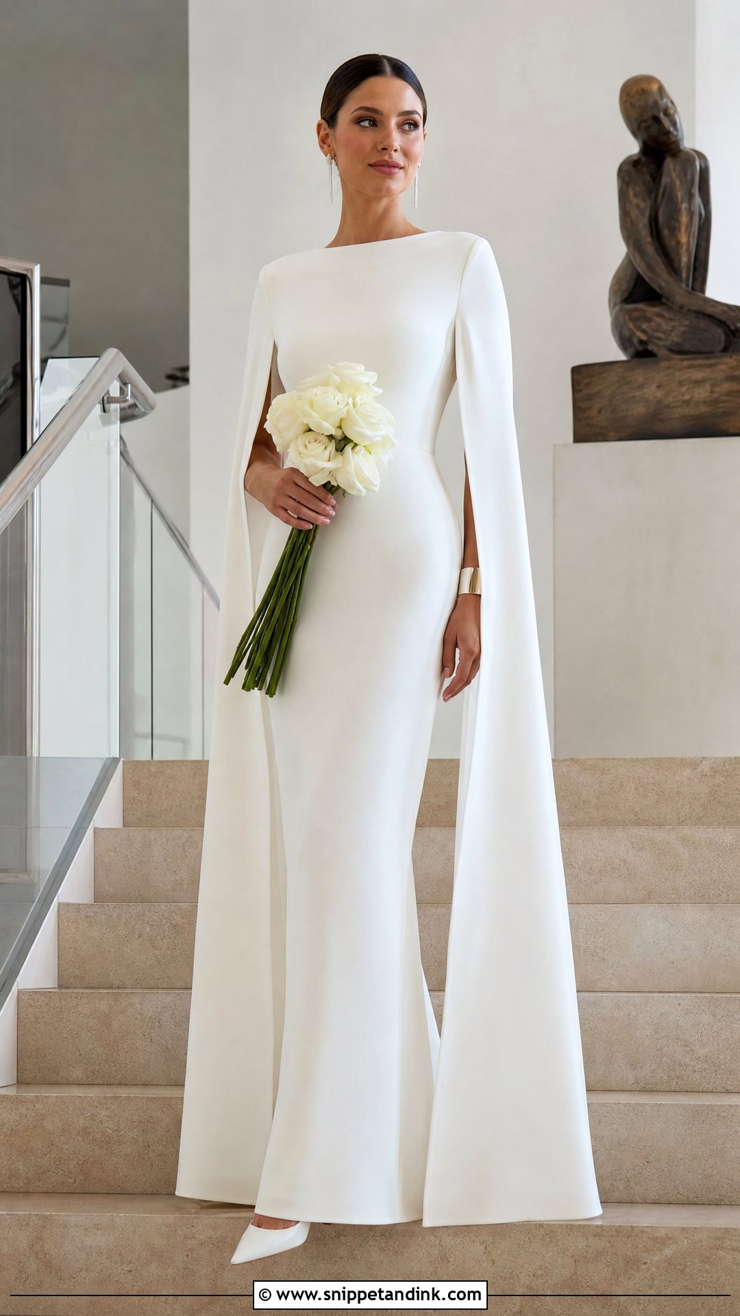 Cape Sleeve Wedding Dress - Snippet and Ink - 20 Sleek Modern Wedding Dress Ideas