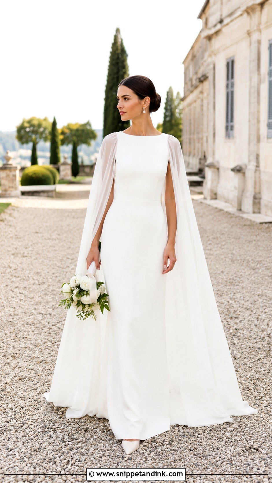 Cape Sleeve Wedding Dress - Snippet and Ink - 20 Lightweight Wedding Dress Ideas