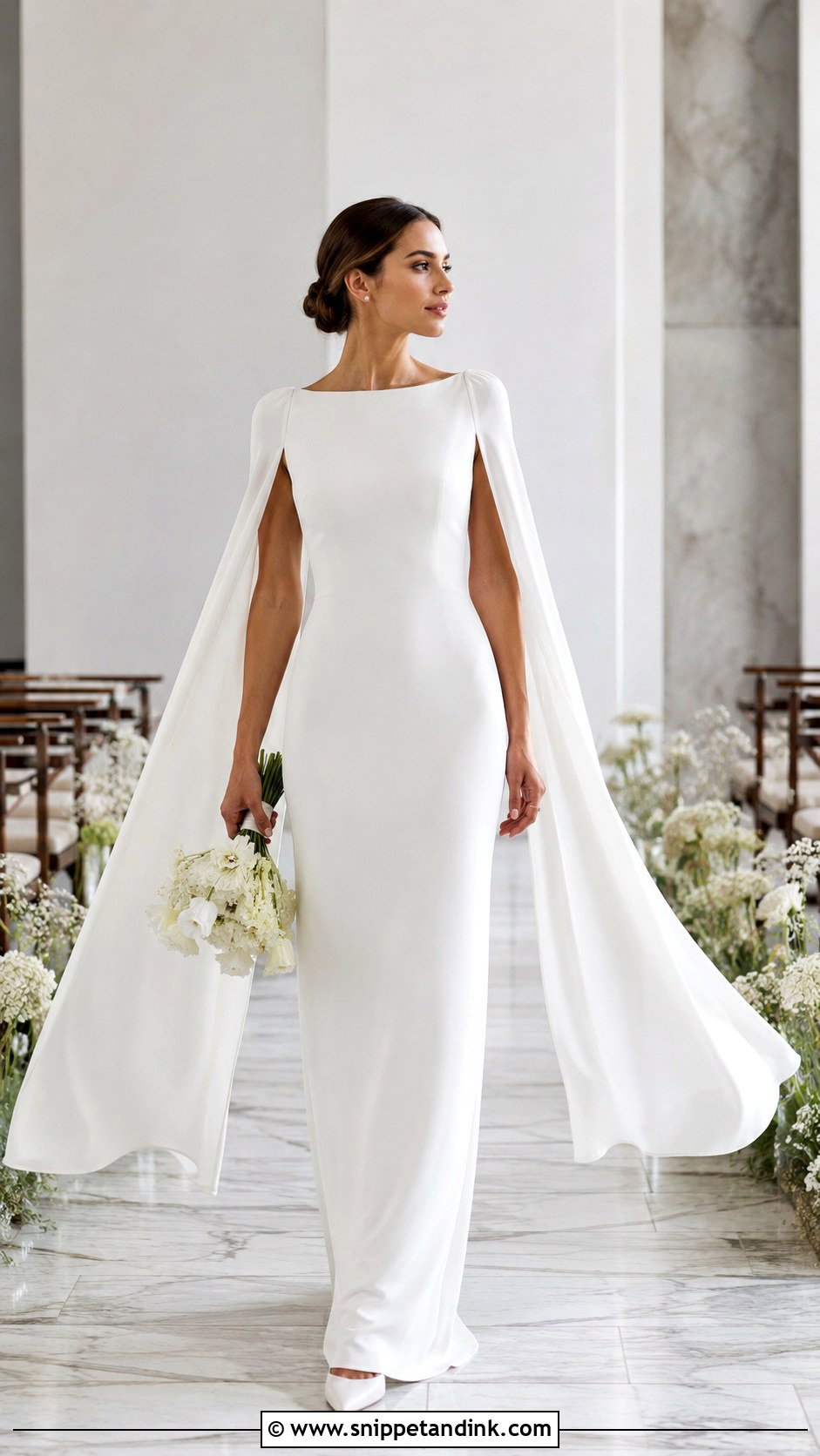 Cape Sleeve Wedding Dress - Snippet and Ink - 20 Minimal Wedding Dresses
