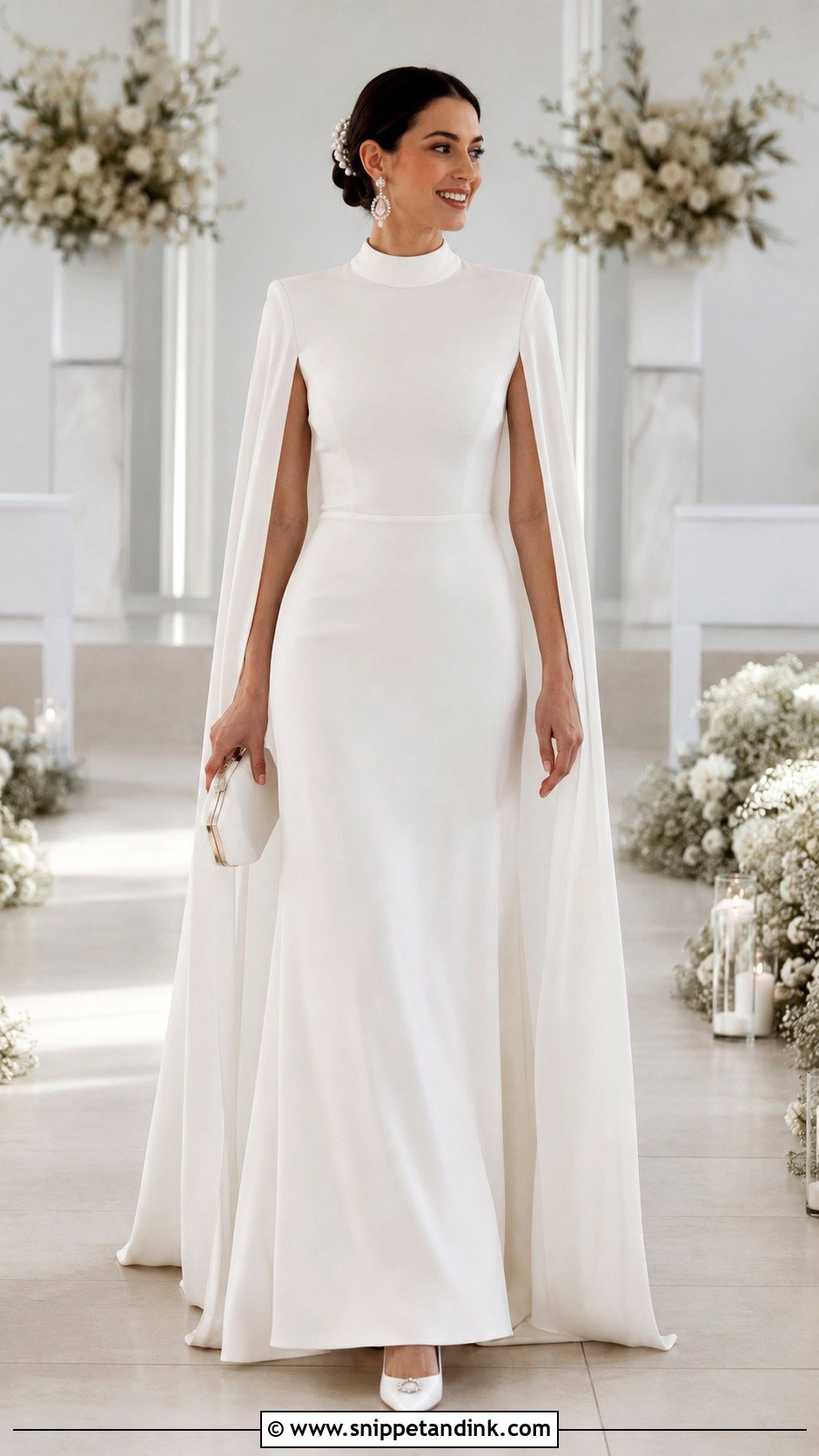 Cape Sleeve Wedding Dress - Snippet and Ink - 20 Modest White Wedding Dress Ideas