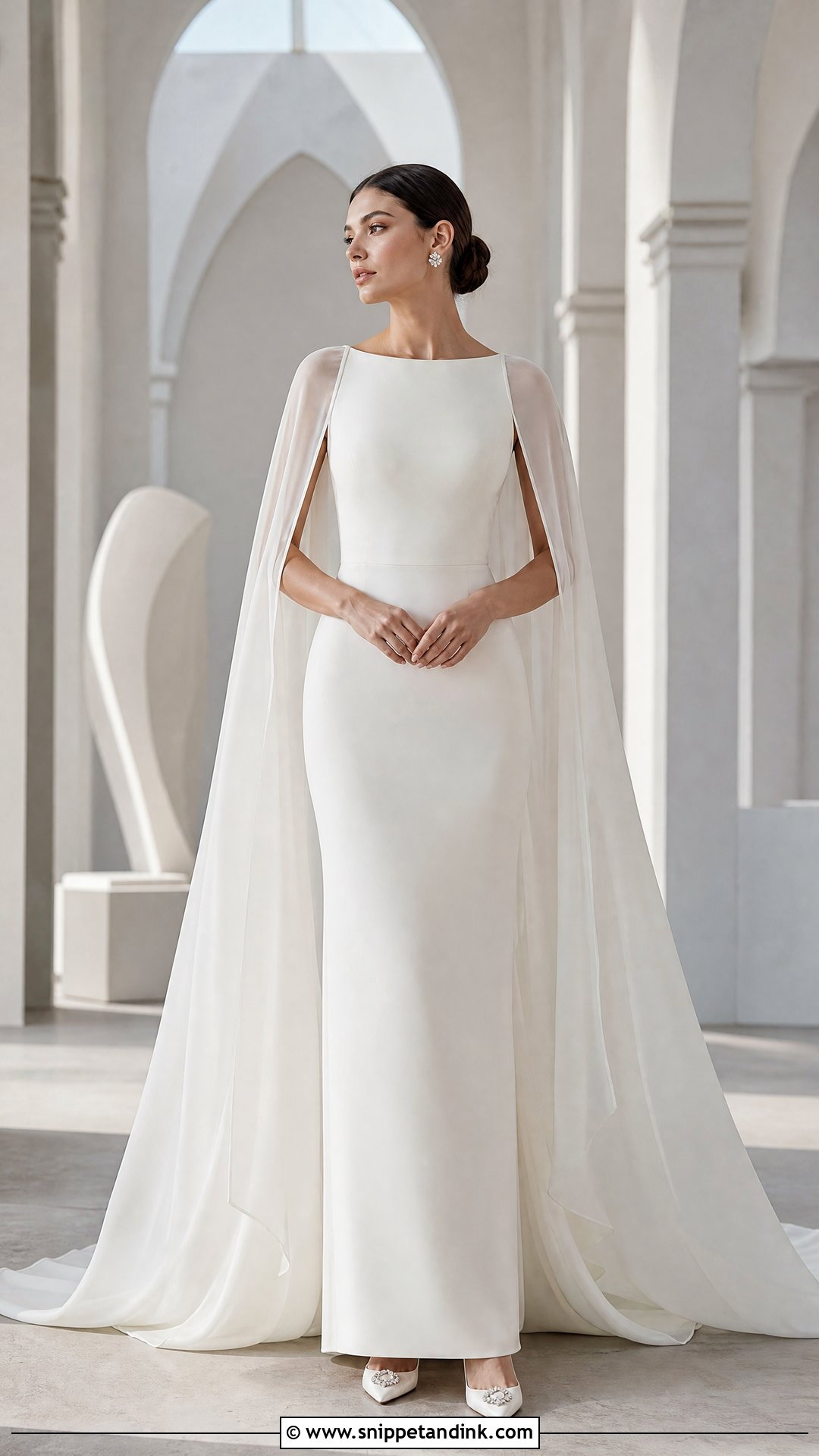Cape Sleeve Wedding Dress - Snippet and Ink - 20 Elegant Wedding Dress Inspo Ideas