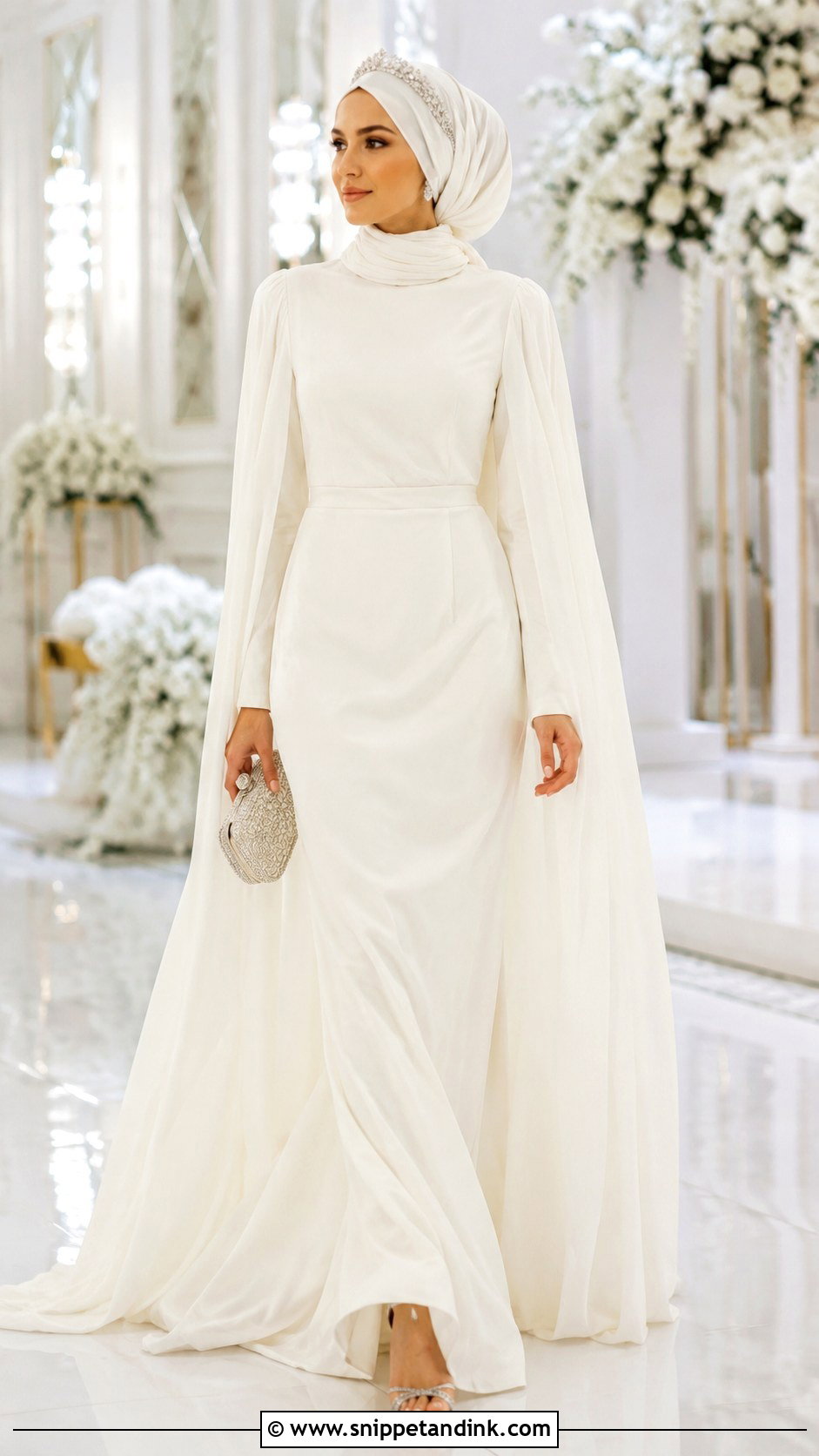 Cape Sleeve Wedding Dress with Hijab - Snippet and Ink - 20 Wedding Dress with Hijab Ideas