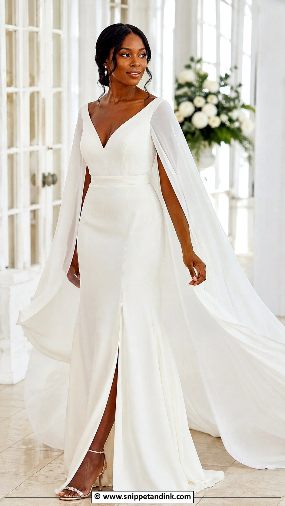Cape Sleeve Wedding Dress - Snippet and Ink - 30 Wedding Dresses Black Women