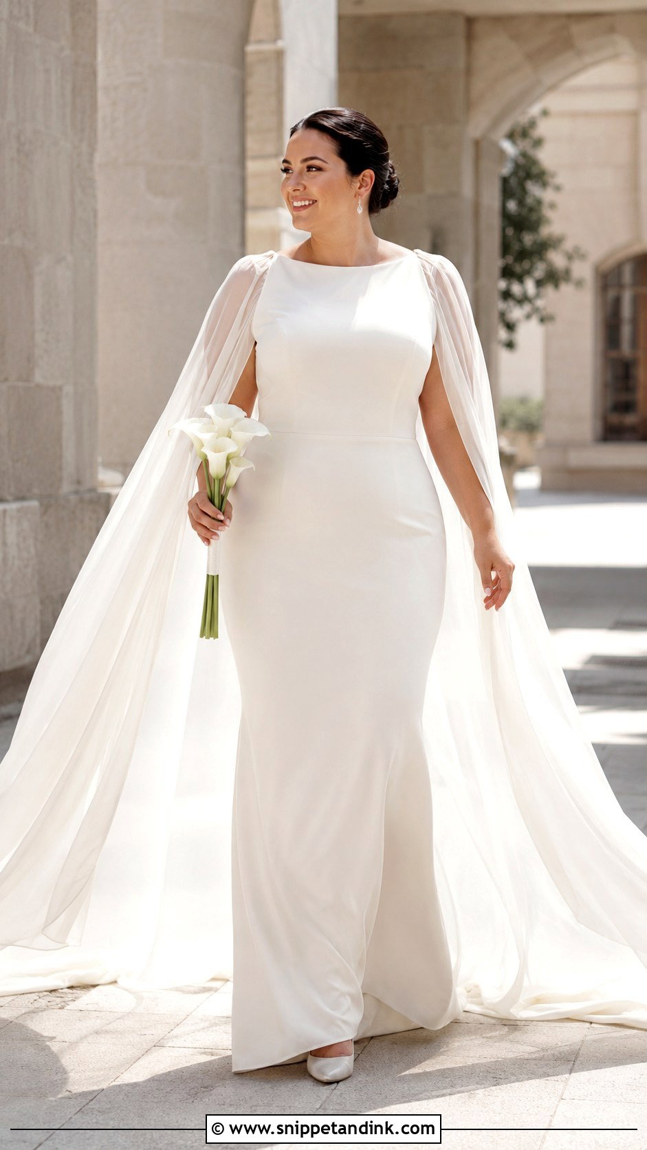 Cape Sleeve Wedding Gown - Snippet and Ink - 20 Modern Wedding Gown Ideas