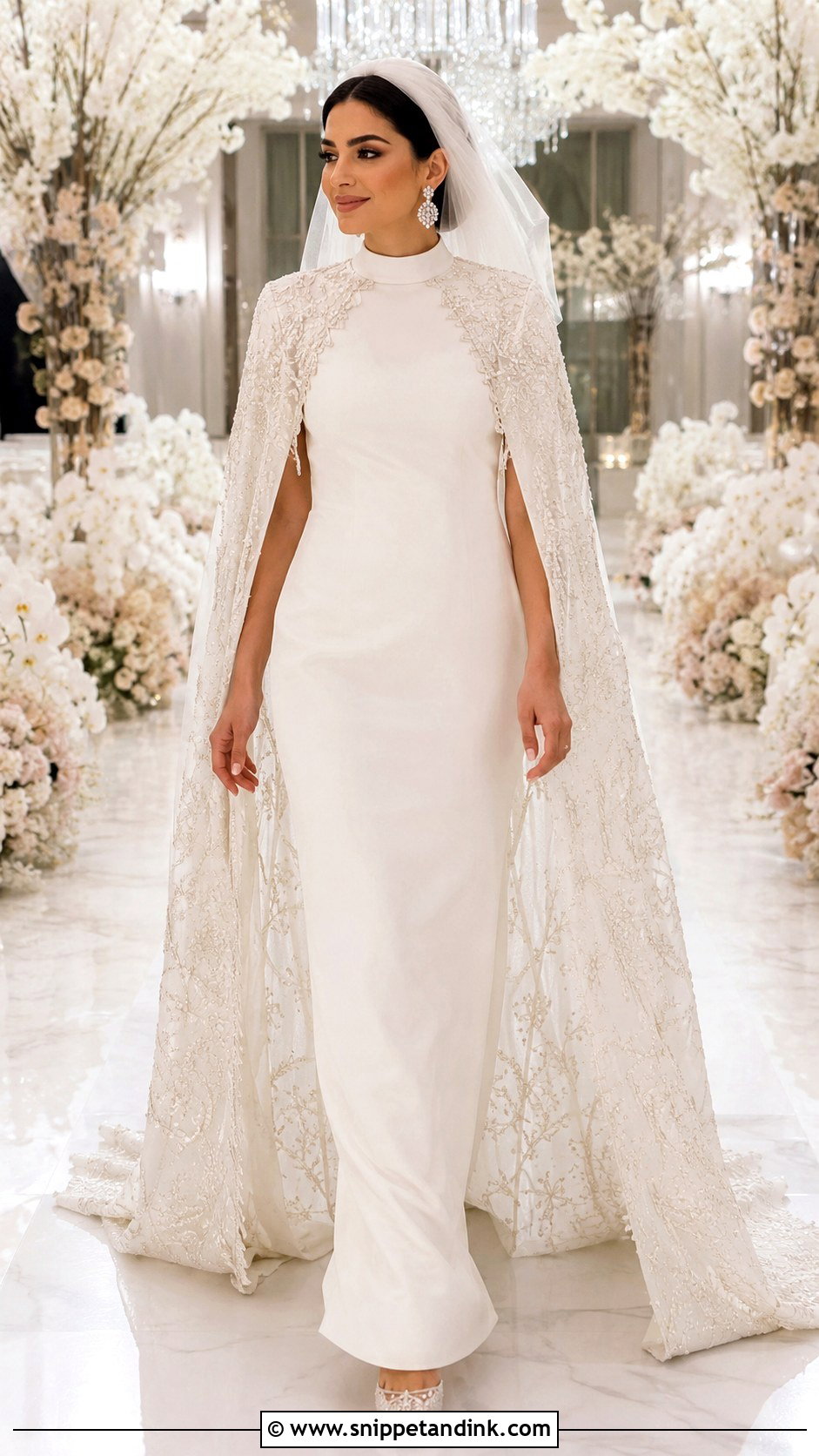 Cape Sleeve Wedding Gown - Snippet and Ink - 20 Middle Eastern Wedding Dress Ideas
