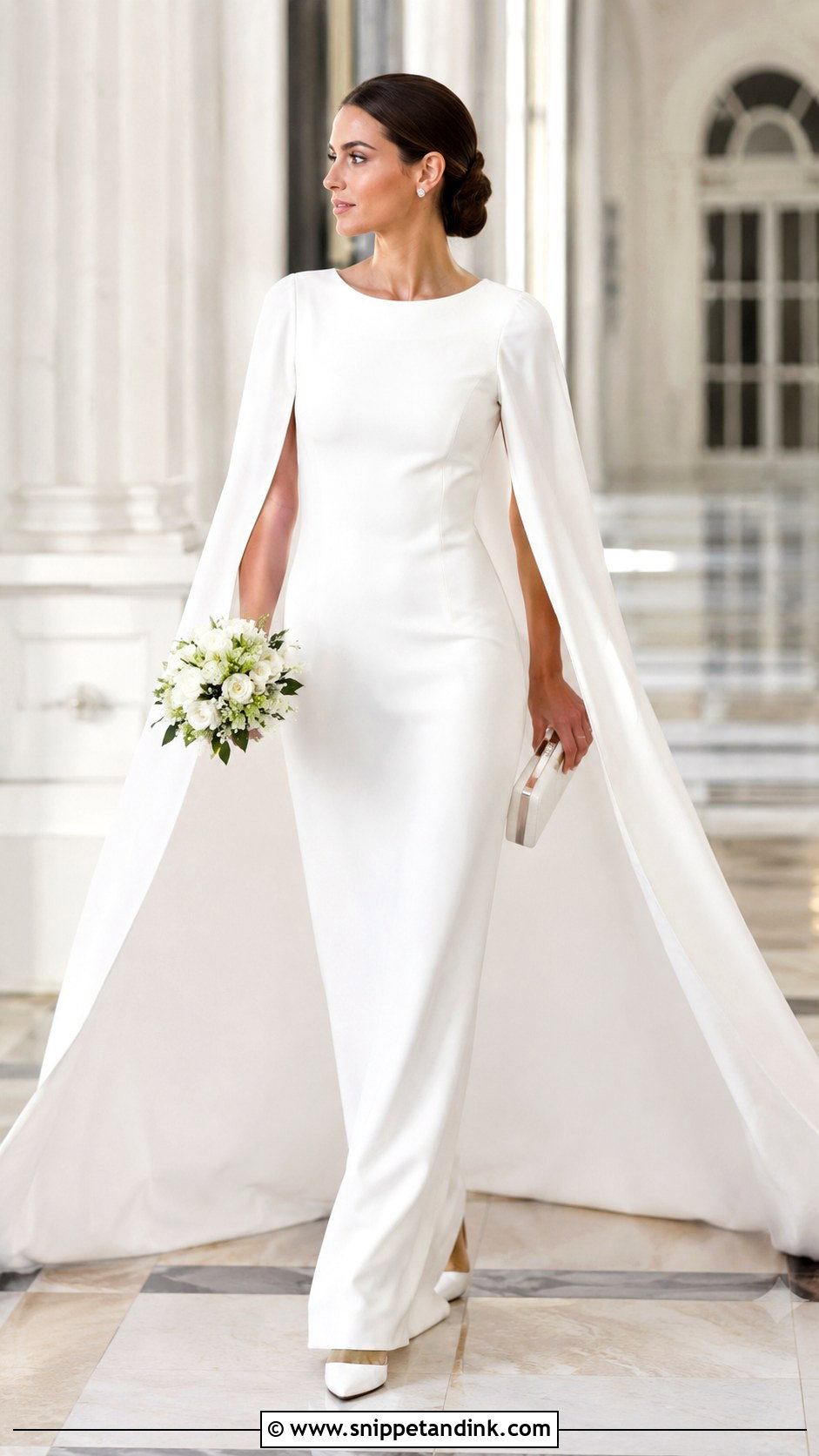 Cape Sleeve Wedding Gown - Snippet and Ink - 20 Classy Minimalist Wedding Gown Ideas