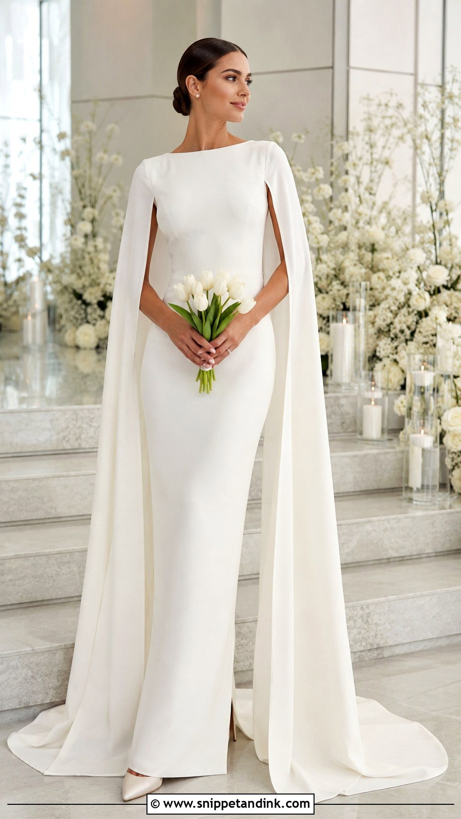Cape Sleeve Wedding Gown - Snippet and Ink - 20 Elegant Simple Wedding Gowns