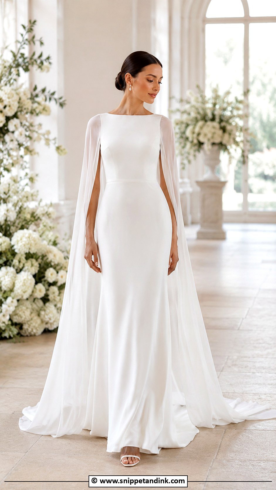 Cape Sleeve Wedding Gown - Snippet and Ink - 30 Classy Wedding Gown Ideas