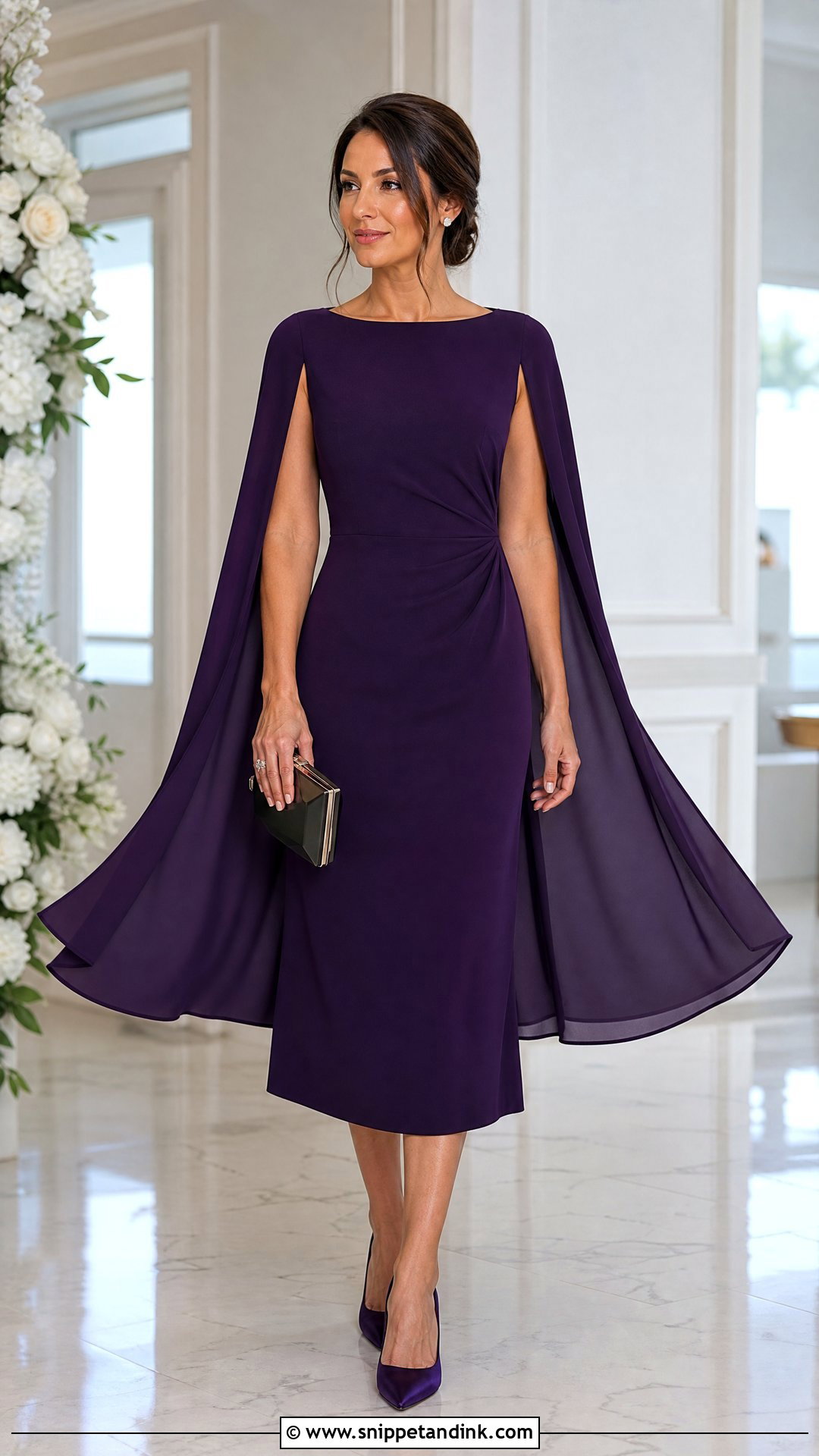 Cape Sleeve Wedding Guest Dress - Snippet and Ink - 20 Party Dresses for Women Wedding