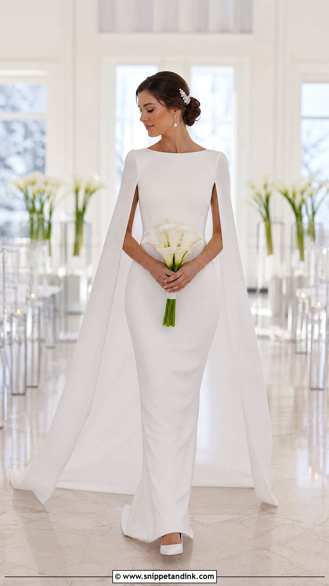 Cape Sleeve White Wedding Gown - Snippet and Ink - 20 White Wedding Gown Christian Brides Ideas