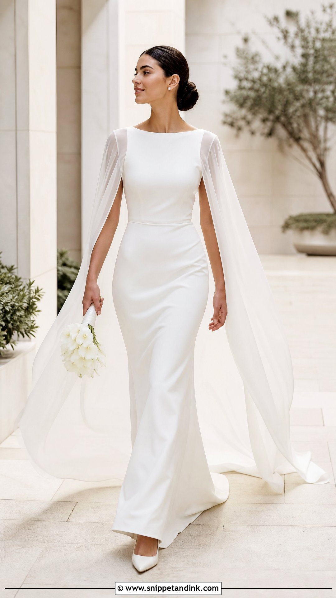 Cape Sleeve White Wedding Gown - Snippet and Ink - 20 White Wedding Frocks Gowns