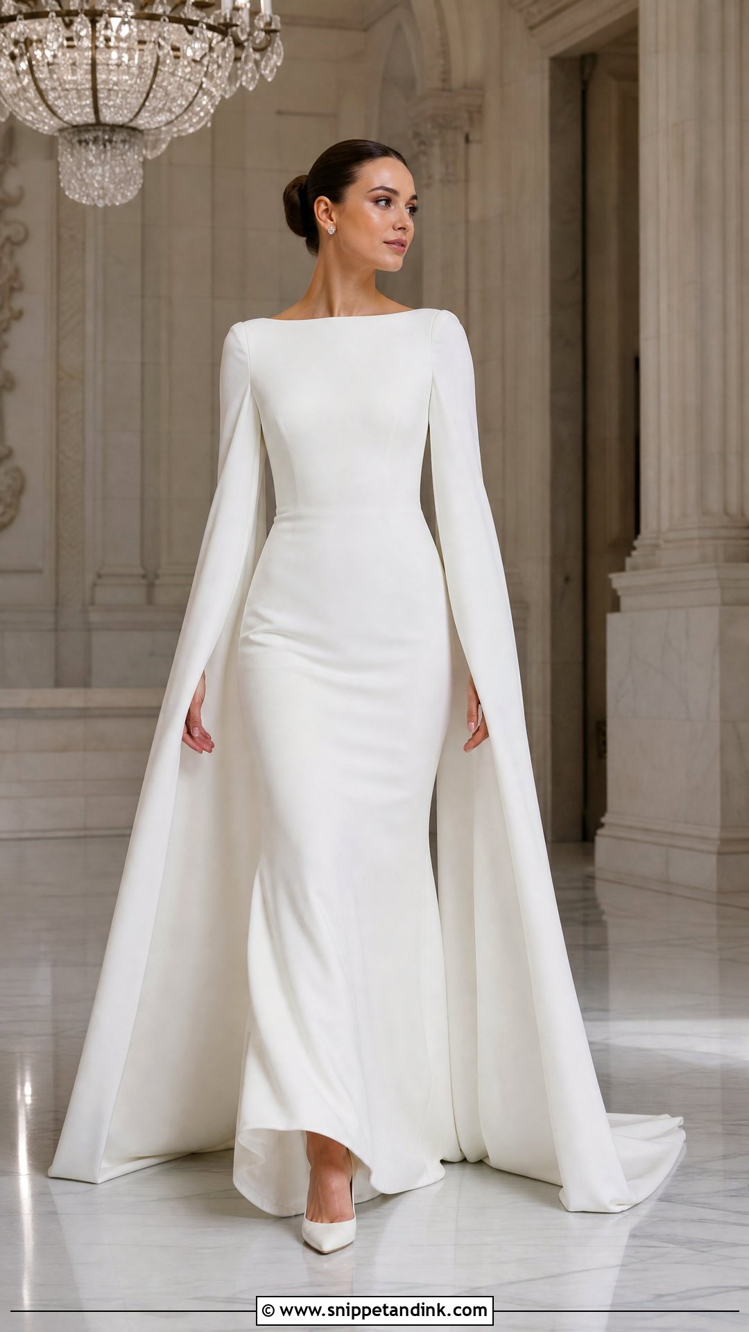 Cape Sleeve Winter Bride Dress - Snippet and Ink - 20 Winter Bride Dress Ideas