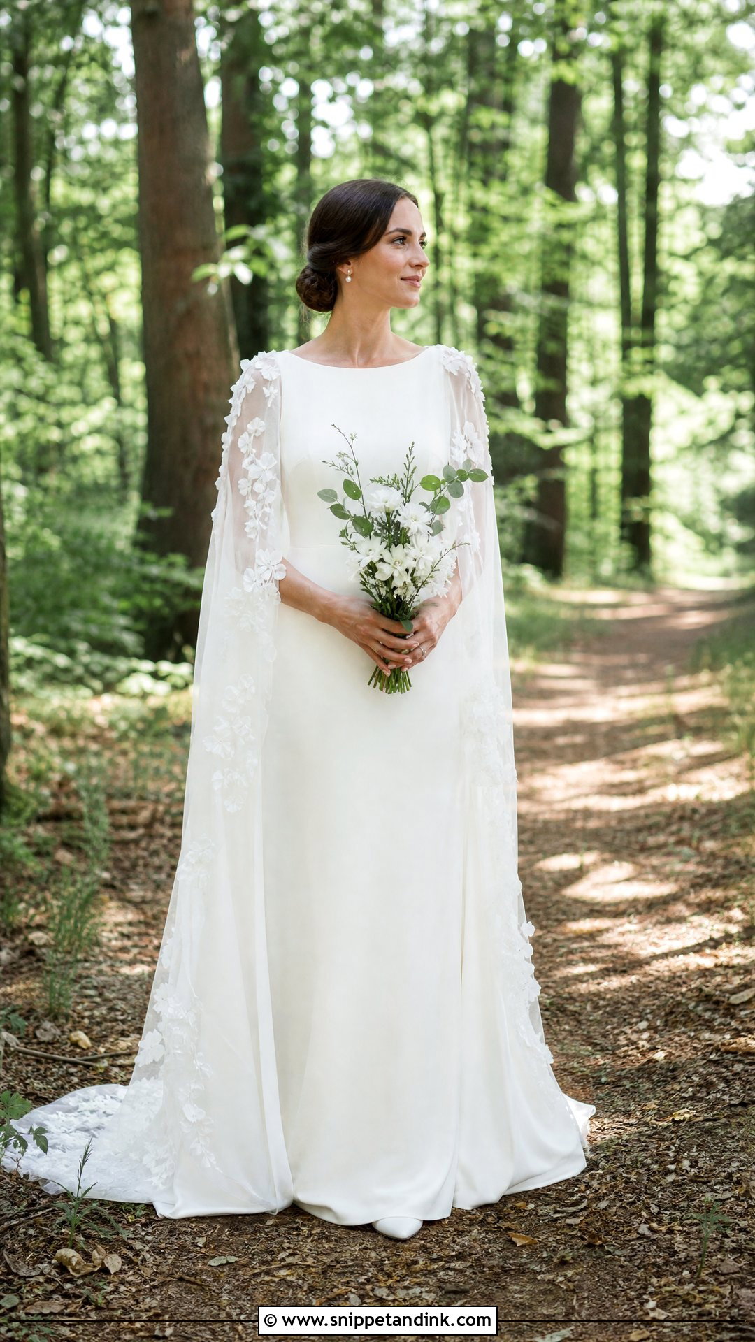 Cape Sleeve Woodland Wedding Dress - Snippet and Ink - 20 Outdoorsy Wedding Dress Ideas