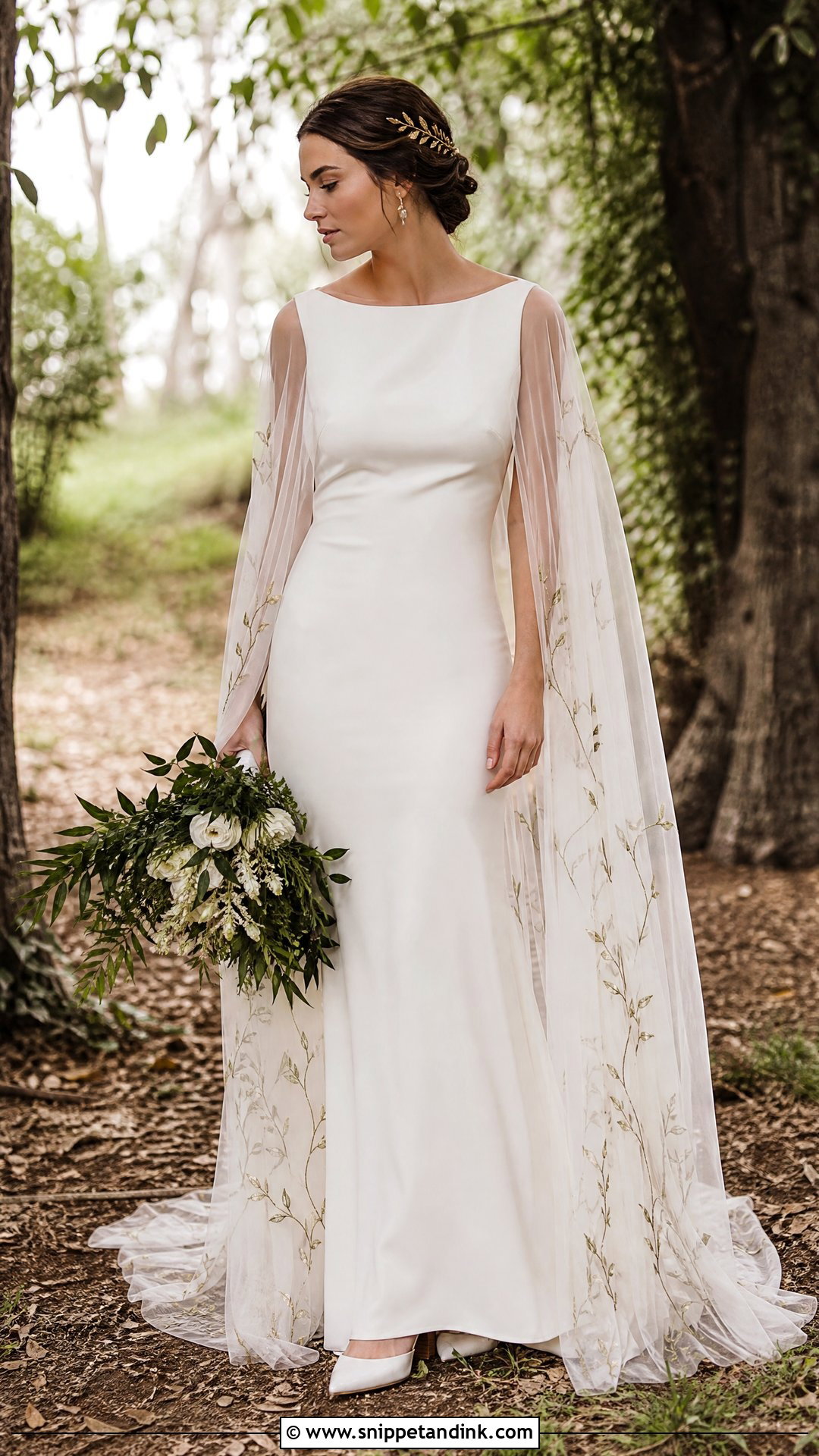Cape Sleeve Woodland Wedding Dress - Snippet and Ink - 25 Woodland Wedding Dress Ideas
