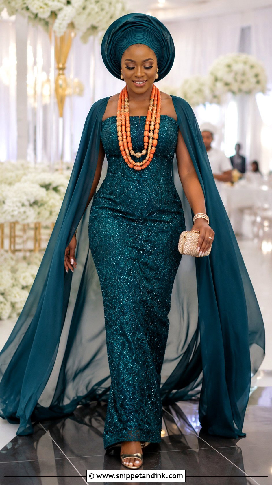 Cape Sleeve Yoruba Wedding Dress - Snippet and Ink - 20 Yoruba Wedding Dress Ideas