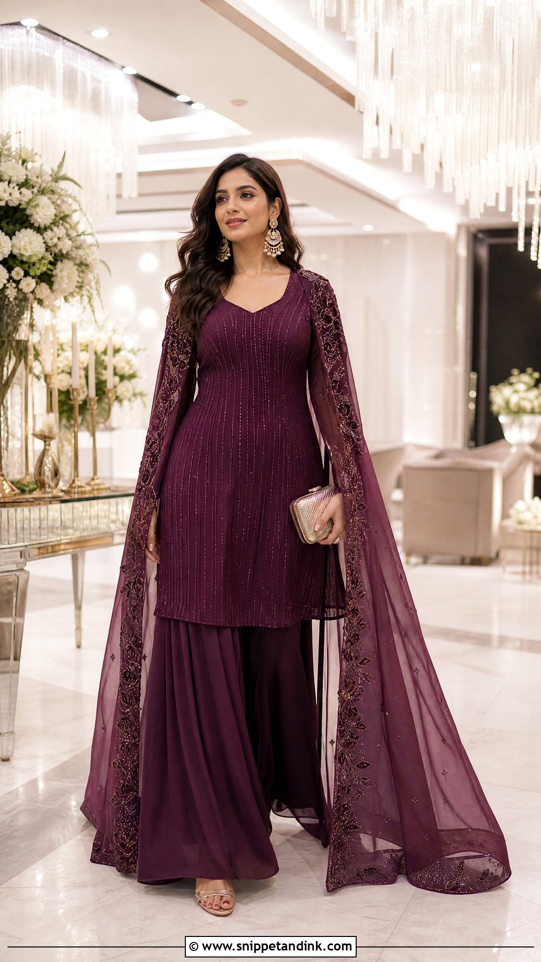 Cape Suit With Palazzo Pants - Snippet and Ink - 20 Suit Ideas for Women Indian Wedding