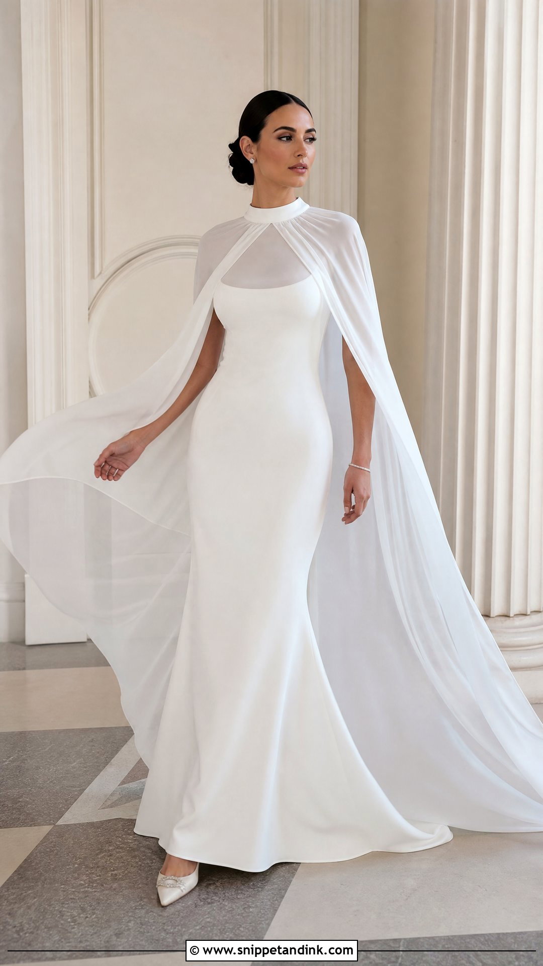Cape Top And Fitted Skirt Wedding Dress - Snippet and Ink - 20 Two Pieces Wedding Dress Ideas