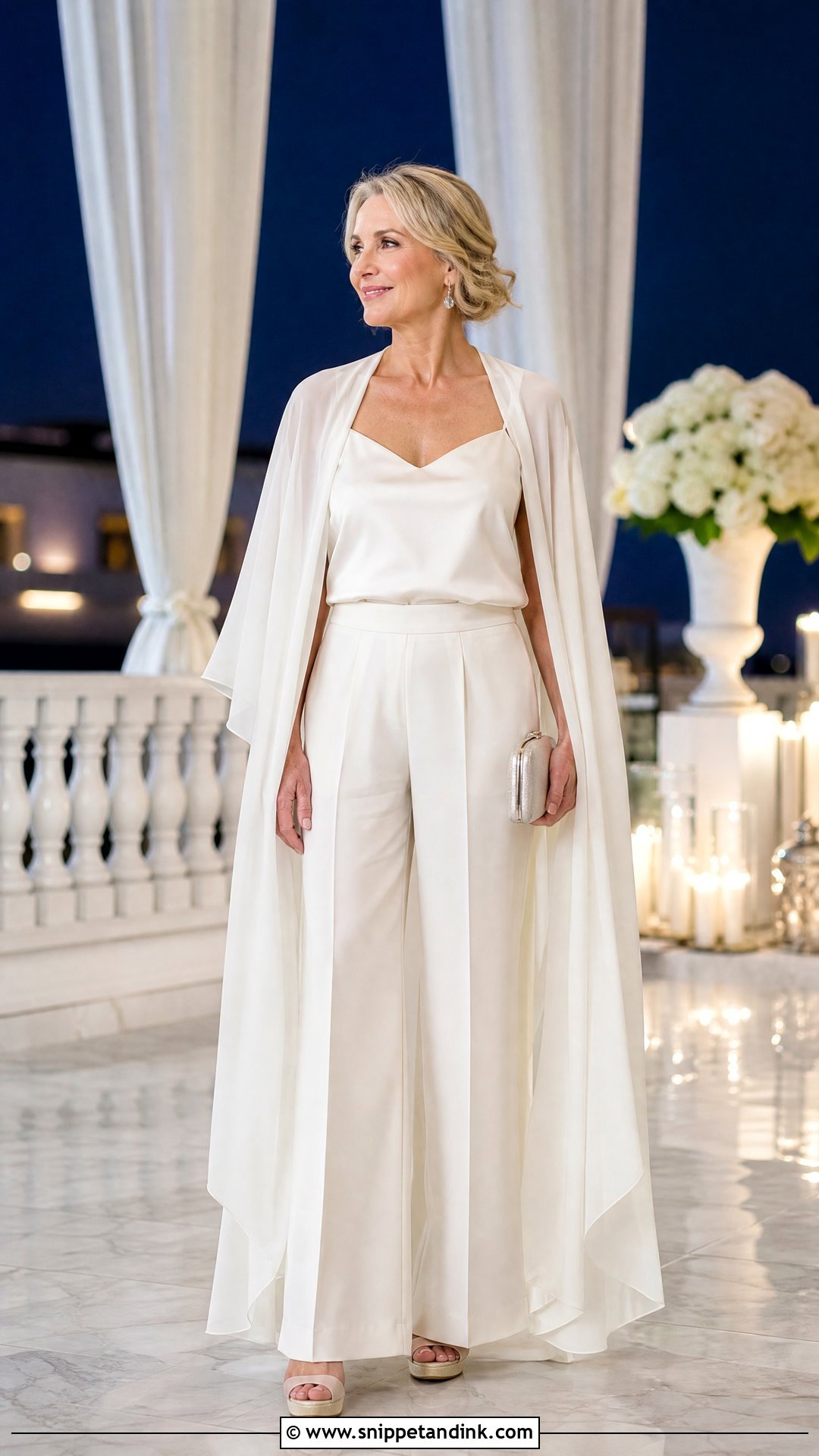 Cape Top And Palazzo Pants Bridal Set - Snippet and Ink - 25 Bridal Two Piece Set Ideas