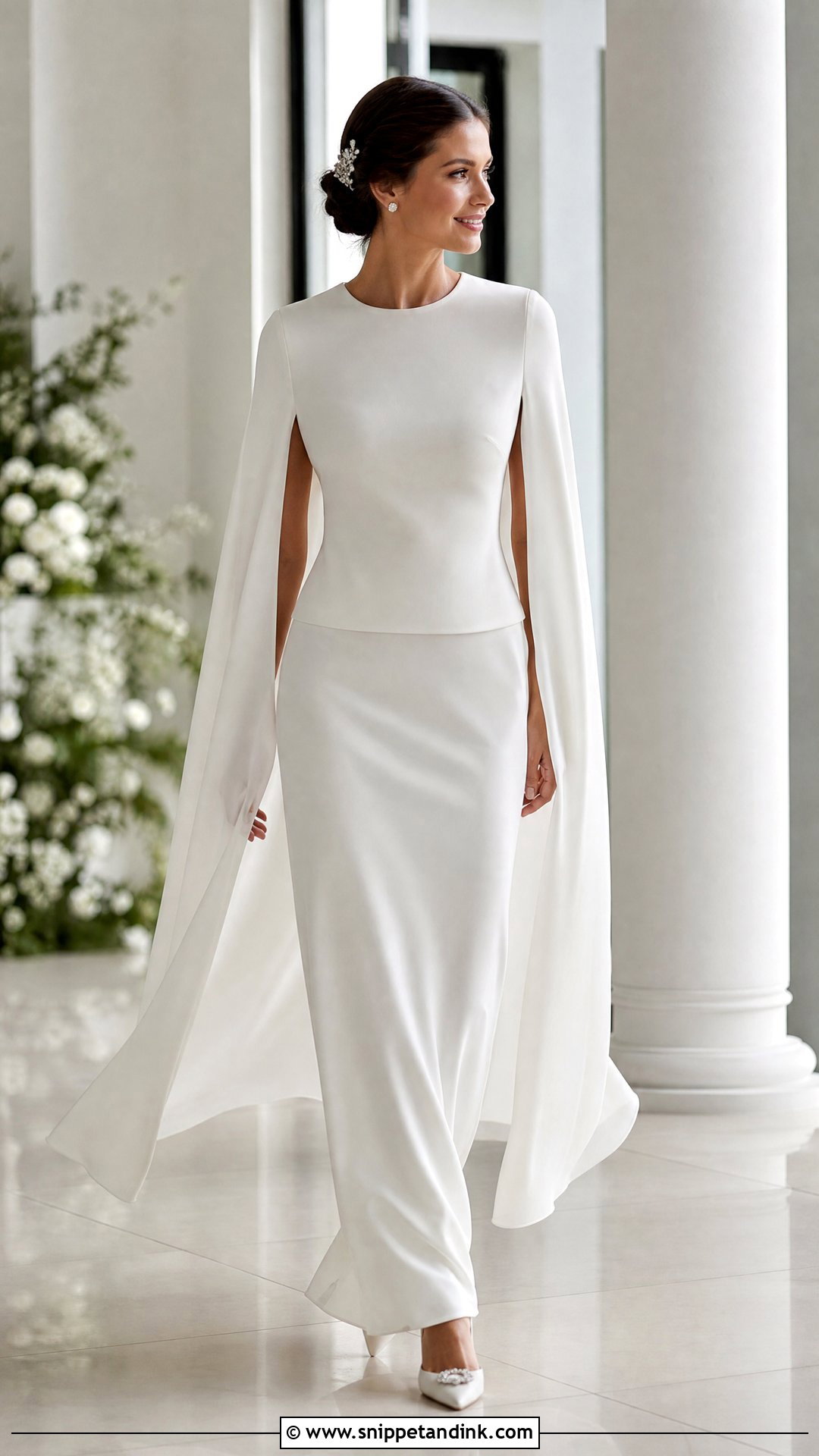 Cape Top And Straight Skirt Wedding Separates - Snippet and Ink - 20 Wedding Separates Ideas