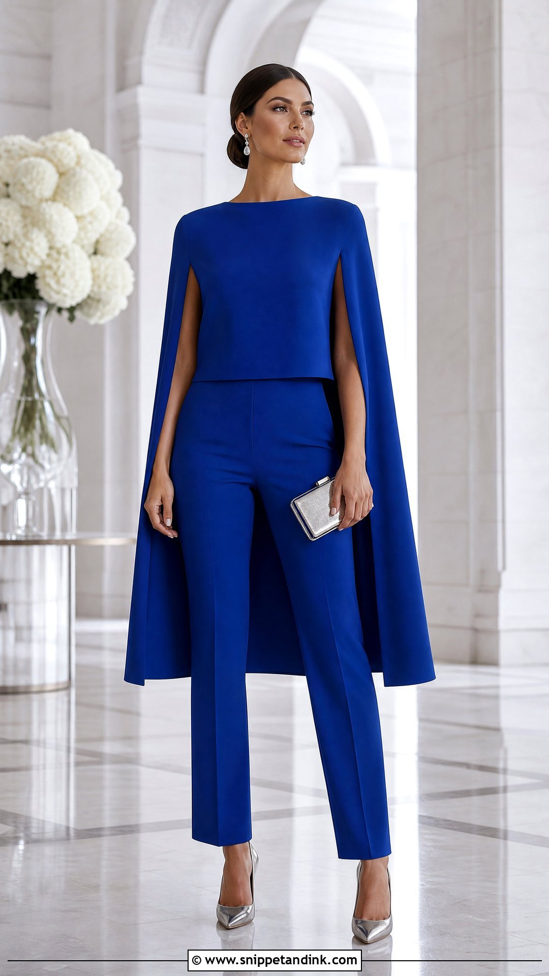 Cape Top And Tailored Pants Two Piece Wedding Outfit - Snippet and Ink - 20 Two Piece Wedding Outfit Ideas