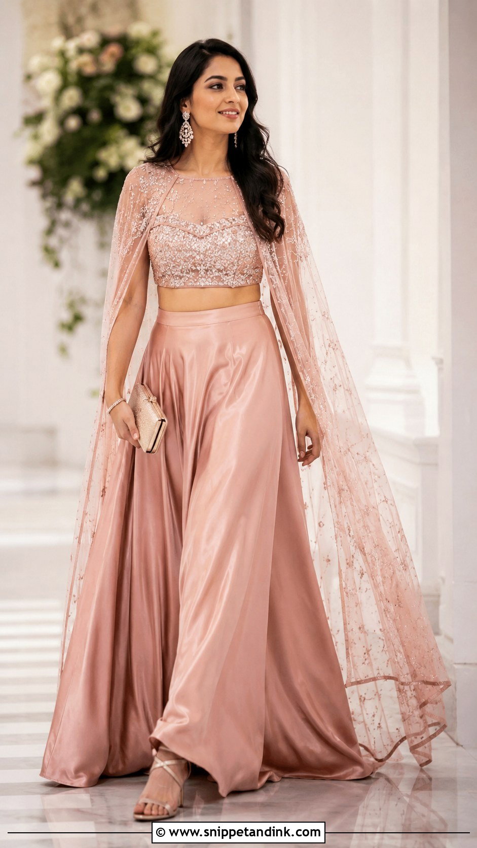 Cape Top Indian Skirt Wedding Outfit - Snippet and Ink - 20 Indian Skirt Top Wedding Outfit Ideas