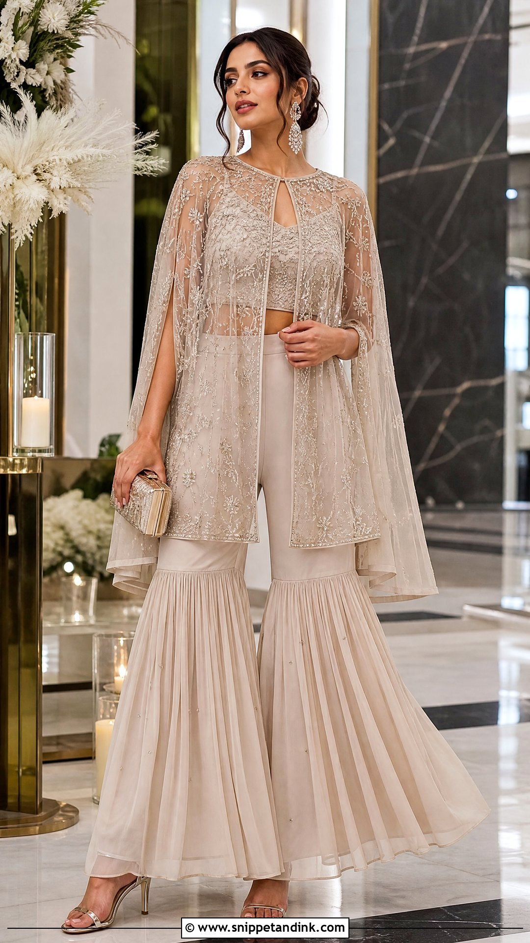 Cape Top Sharara Party Outfit - Snippet and Ink - 20 Sharara Party Wear Ideas