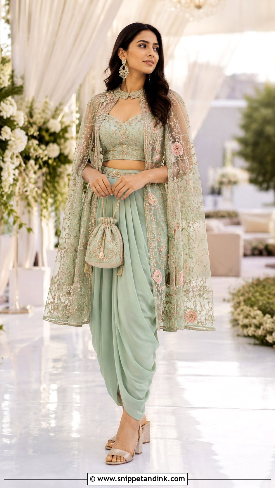 Cape Top With Dhoti Pants - Snippet and Ink - 20 Dhoti Style Dresses for Wedding
